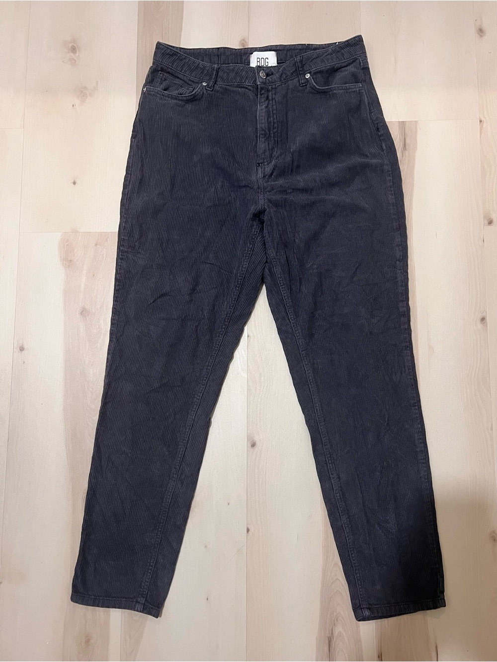 BDG Urban Outfitters High Rise Mom Corduroy Cotton Pants Women Size 31 Dark Gray